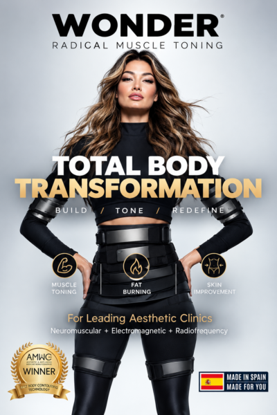 Discover Axon, an advanced non-invasive body sculpting system combining electromagnetic stimulation and radiofrequency for muscle toning and body shaping.